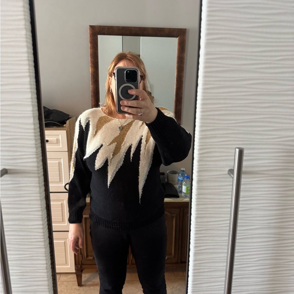 Stylish Black and Cream Sweater